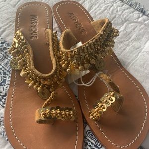 Mystique size 9 gold wedge sandals. New.